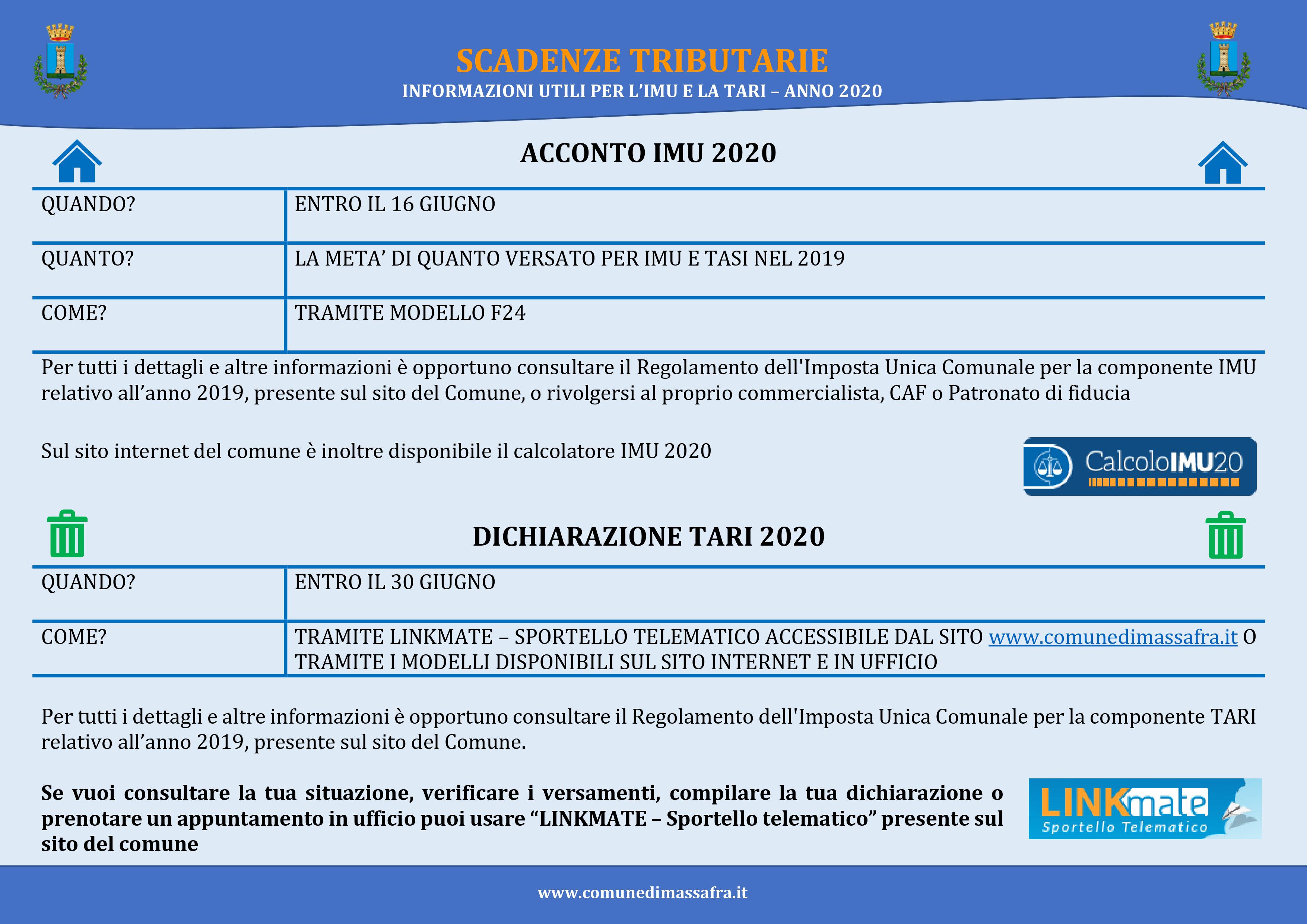 Scadenze tributarie - L'IMU e la TARI per il 2020